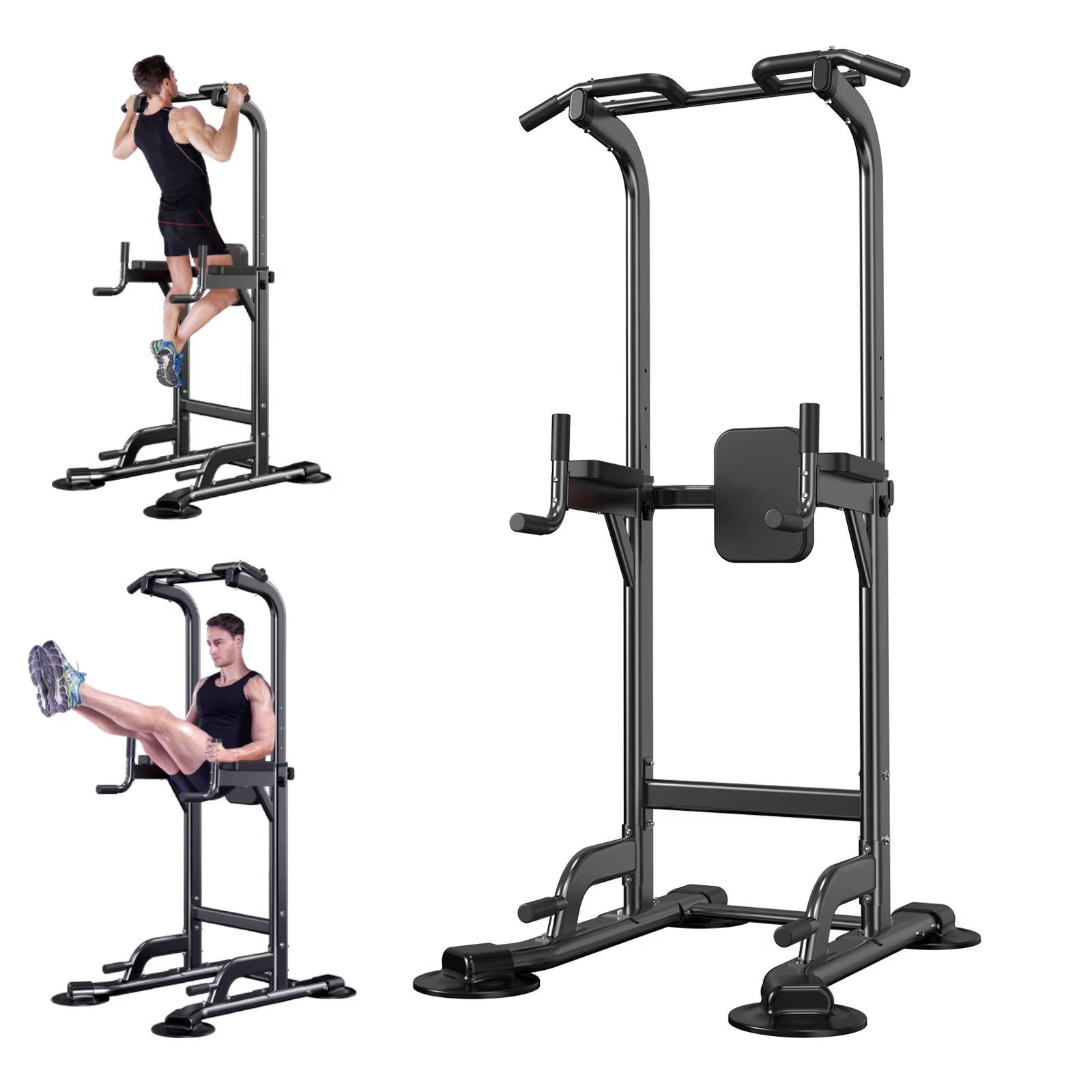 Power Tower Adjustable Height Pull up & Dip Station Multi-Function Home Strength Training Fitness Workout Station for Home Gym