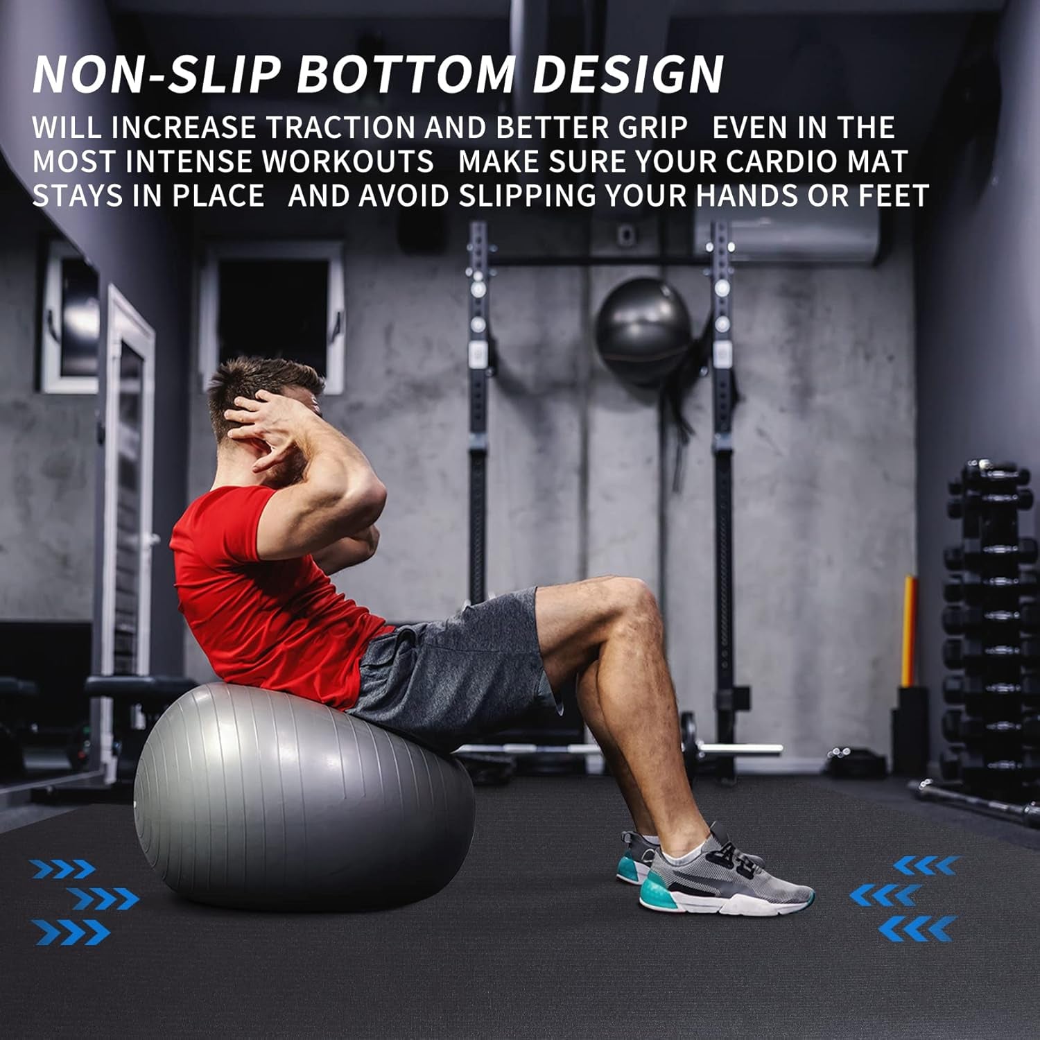 Extra Large Exercise Mat for Home Gym, 8'X4.5'/7'X4.5'/6'X4.5'(7Mm) Workout Mats for Gym Flooring, Non-Slip, Extra Thick Durable Cardio Mat, Ideal for Plyo, Weights, MMA, Jump Rope -Shoe Friendly