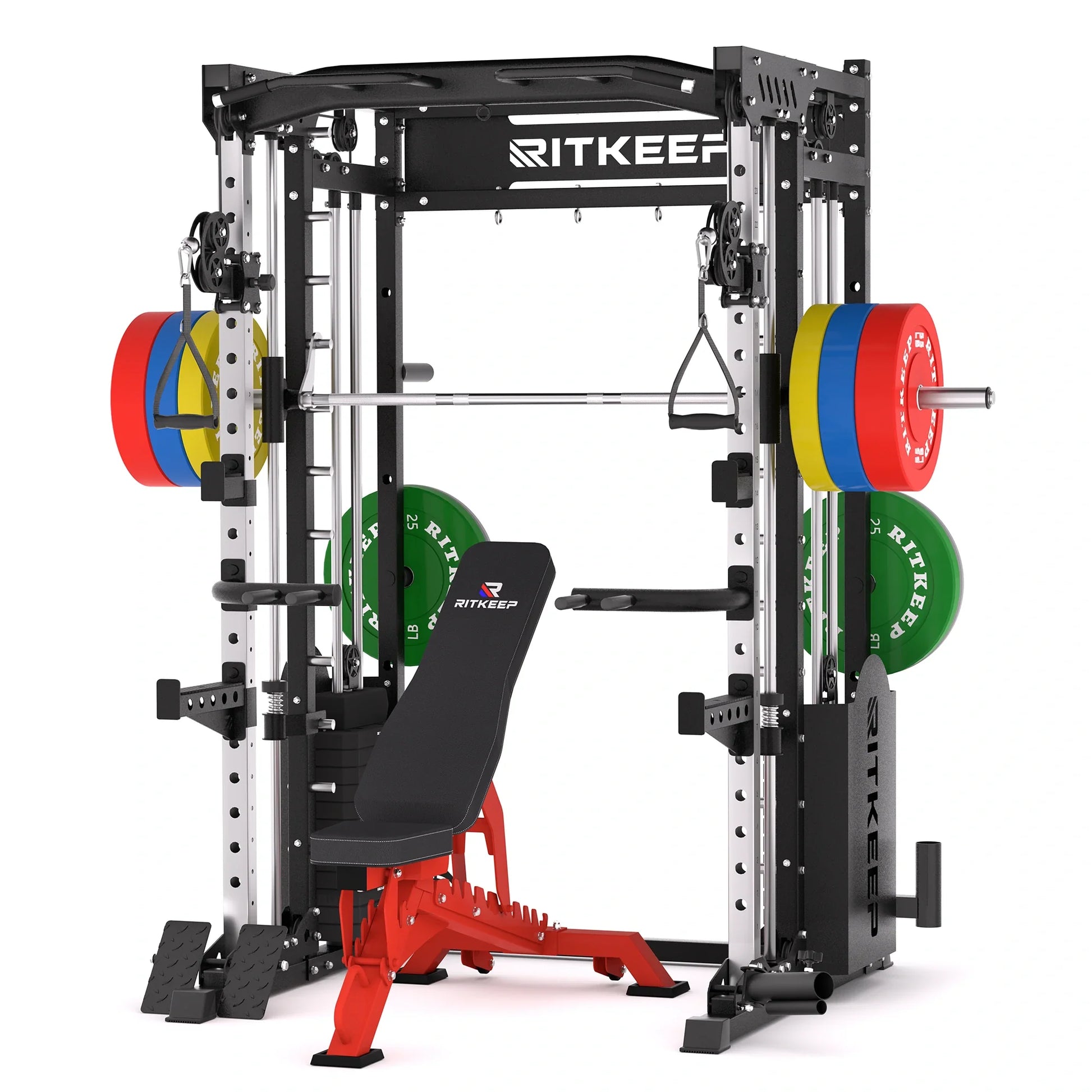 PMAX 5600 Smith Exercise Machine Trainer Pro Complete Home Gym Package