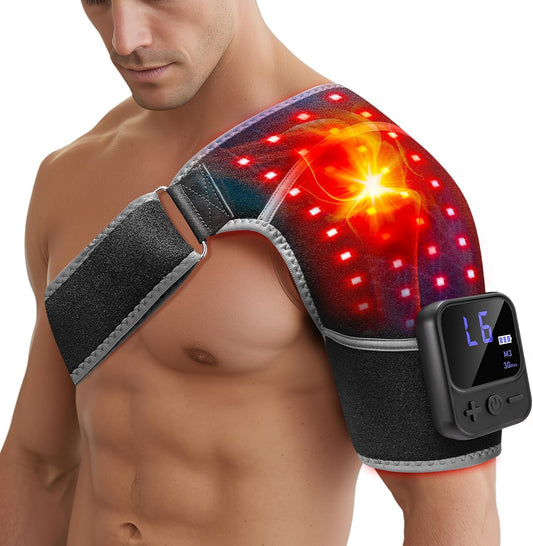 Cordless Red Light Therapy for Shoulder with Massage, 5000Mah Battery Portable Red Light Therapy for Shoulders & Joint Comfort Wearable Shoulders Massage Wrap