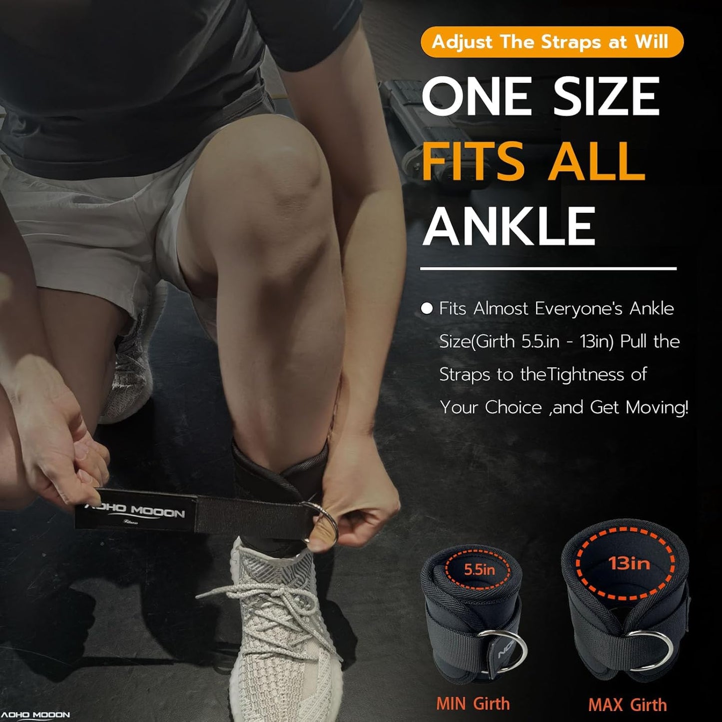 Velcro Comfortable Adjustable Padded Ankle Wrist Cuffs Neoprene Padded Straps D-Ring Glute Kickback for Cable Machine, Ideal for Glutes Exercises