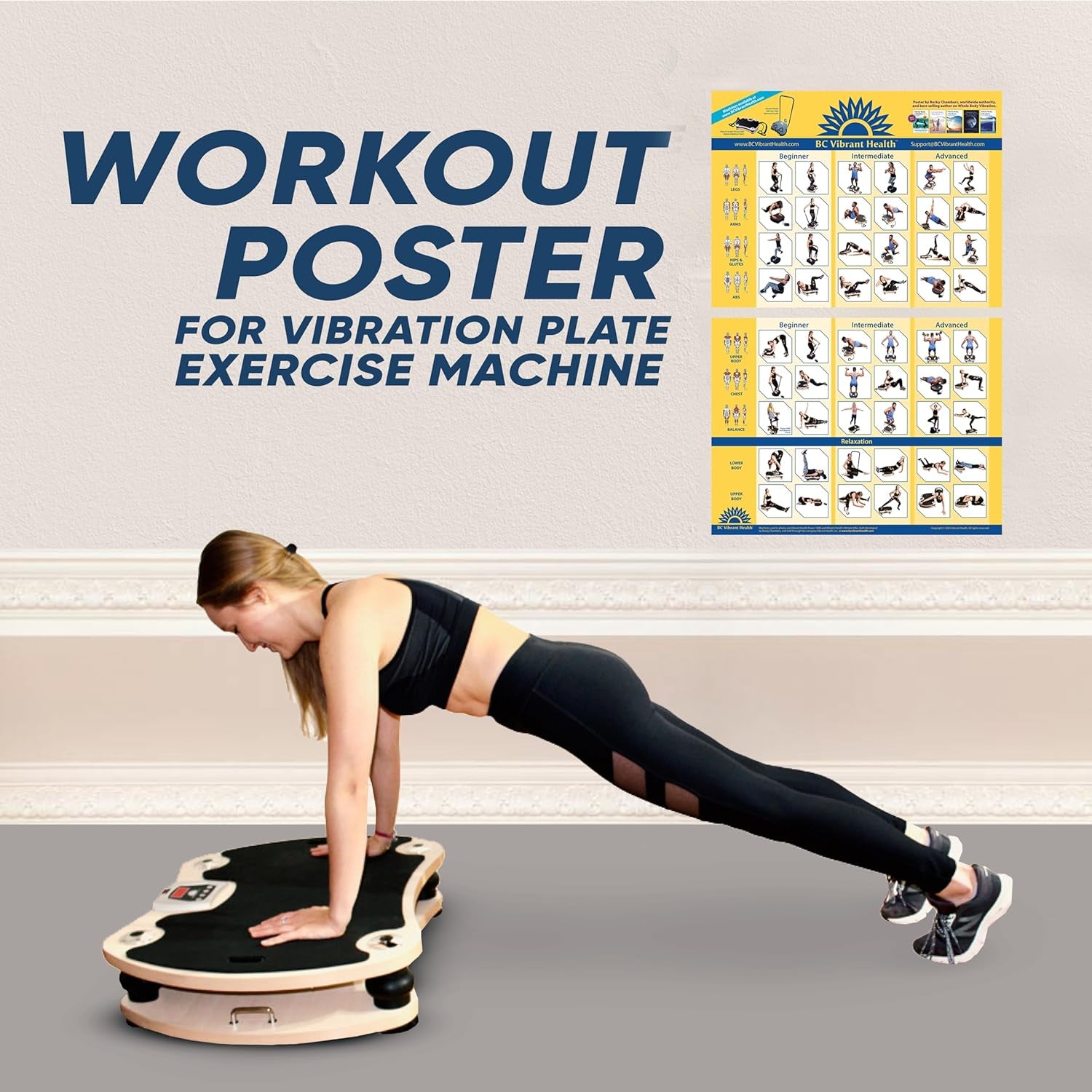 Full Body Vibration Poster Whole Body Vibration Plate Exercise Chart Workout Poster for Vibration Plate Exercise Machine 36"X24"