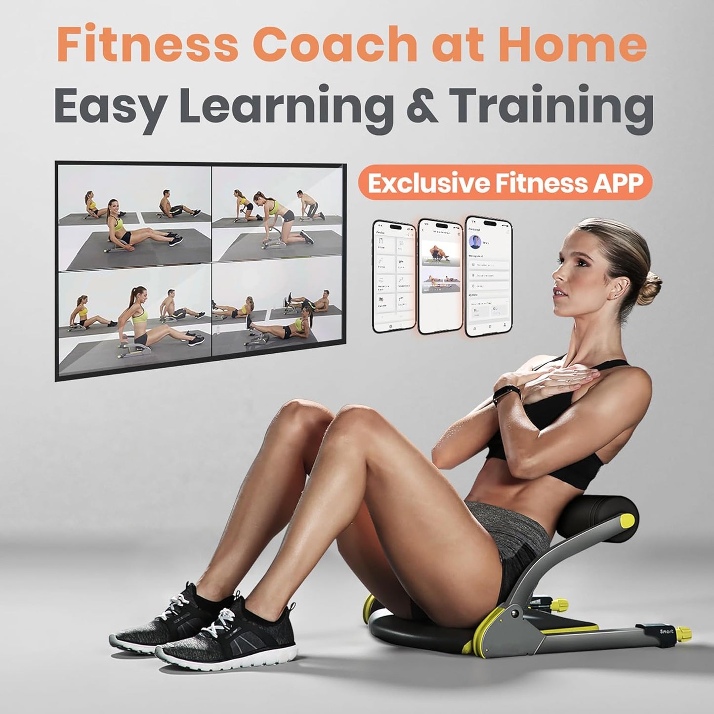 Smart, Ab Machine, Ab Workout Equipment, Sit up Machine & Exercise Equipment, Ab Crunch Machine for Stomach Workout, Ab Core Trainer Abdominal Machine for Home Gym
