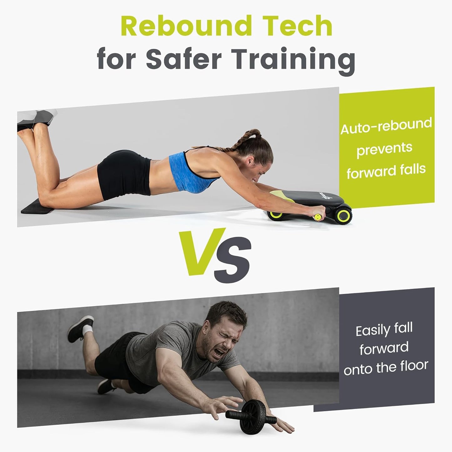 Slide Fit, Ab Roller Board with 4 Wheels, Automatic Rebound Abdominal Wheel for Core Workout, Ab Exercise Equipment, Abdominal Exerciser, Heroboard Fitness Rolling Board with Knee Pad