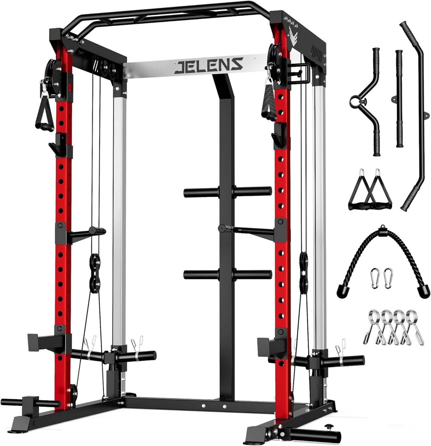 C21 Power Cage with Independent Dual Pulley System, 6-In-1 Multi-Functional Squat Rack for Home Gym, 2000LBS Full Body Workout Power Rack