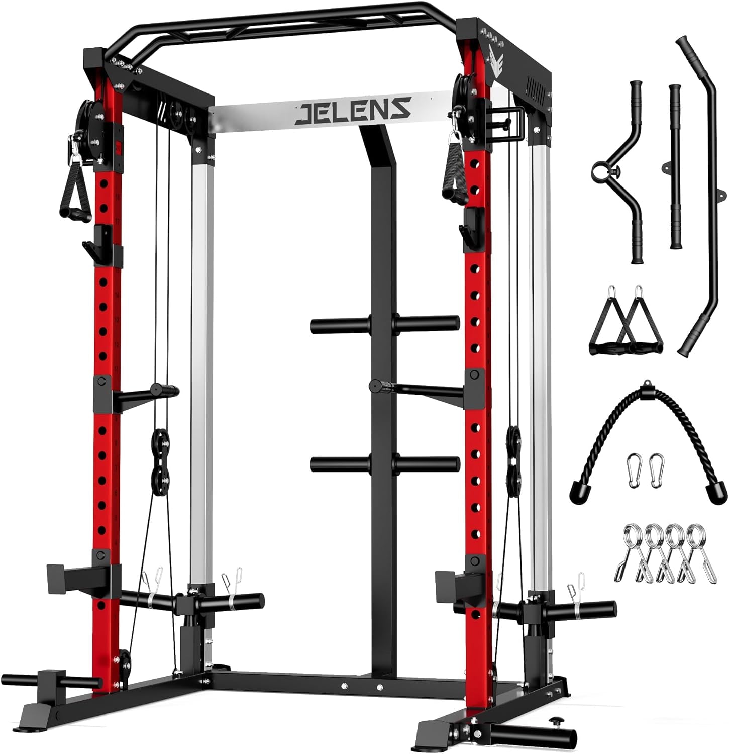 C21 Power Cage with Independent Dual Pulley System, 6-In-1 Multi-Functional Squat Rack for Home Gym, 2000LBS Full Body Workout Power Rack