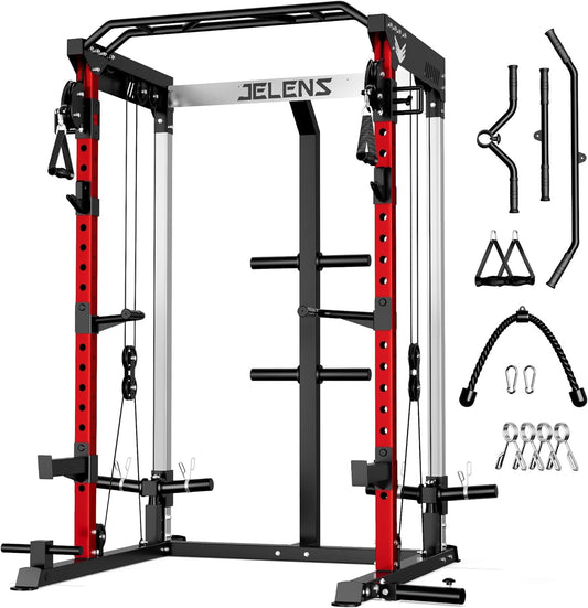 C21 Power Cage with Independent Dual Pulley System, 6-In-1 Multi-Functional Squat Rack for Home Gym, 2000LBS Full Body Workout Power Rack
