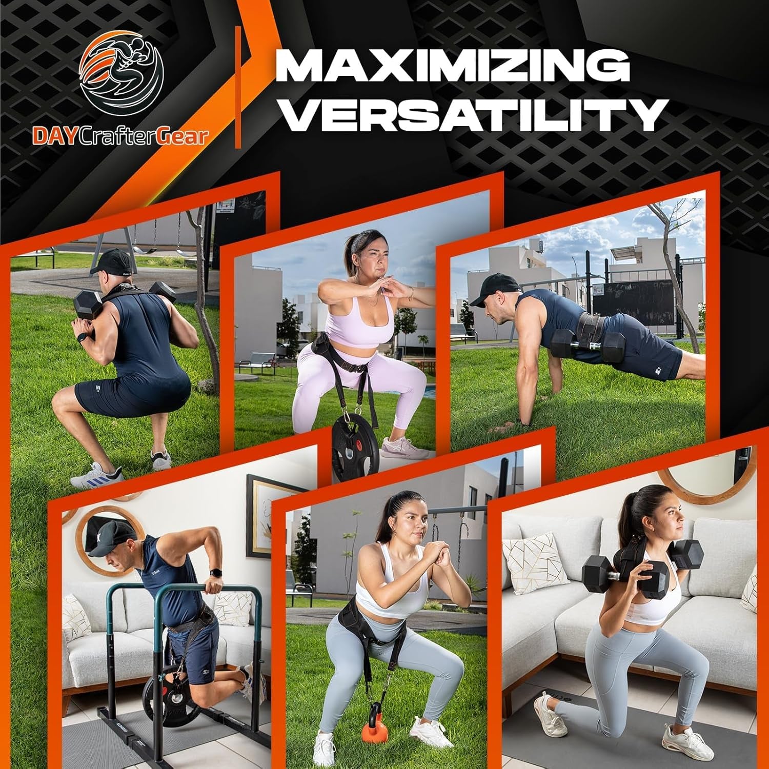 Hip Thrust Belt for Weights, Dumbbells & Kettlebells – Heavy Duty Glute Workout Equipment for Plates up to 300 Lbs, with Bonus Straps for Dips & Squat Belt for Home & Gym