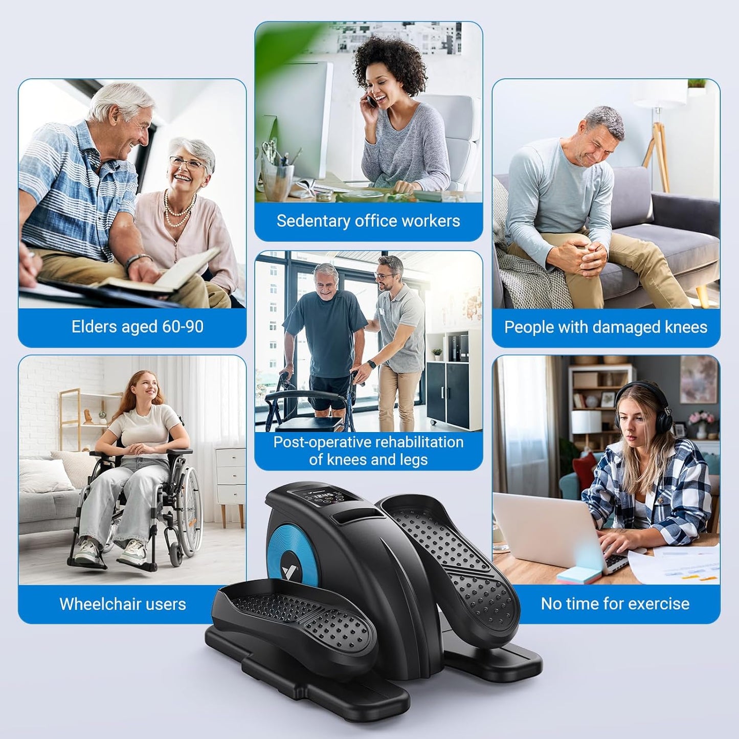 under Desk Elliptical Machine, Elliptical Leg Exerciser as Seen on TV for Seniors Adults Fully Assembled, Elliptical Exercise Machine Portable Electric Pedal with Remote Control&12 Auto Mode