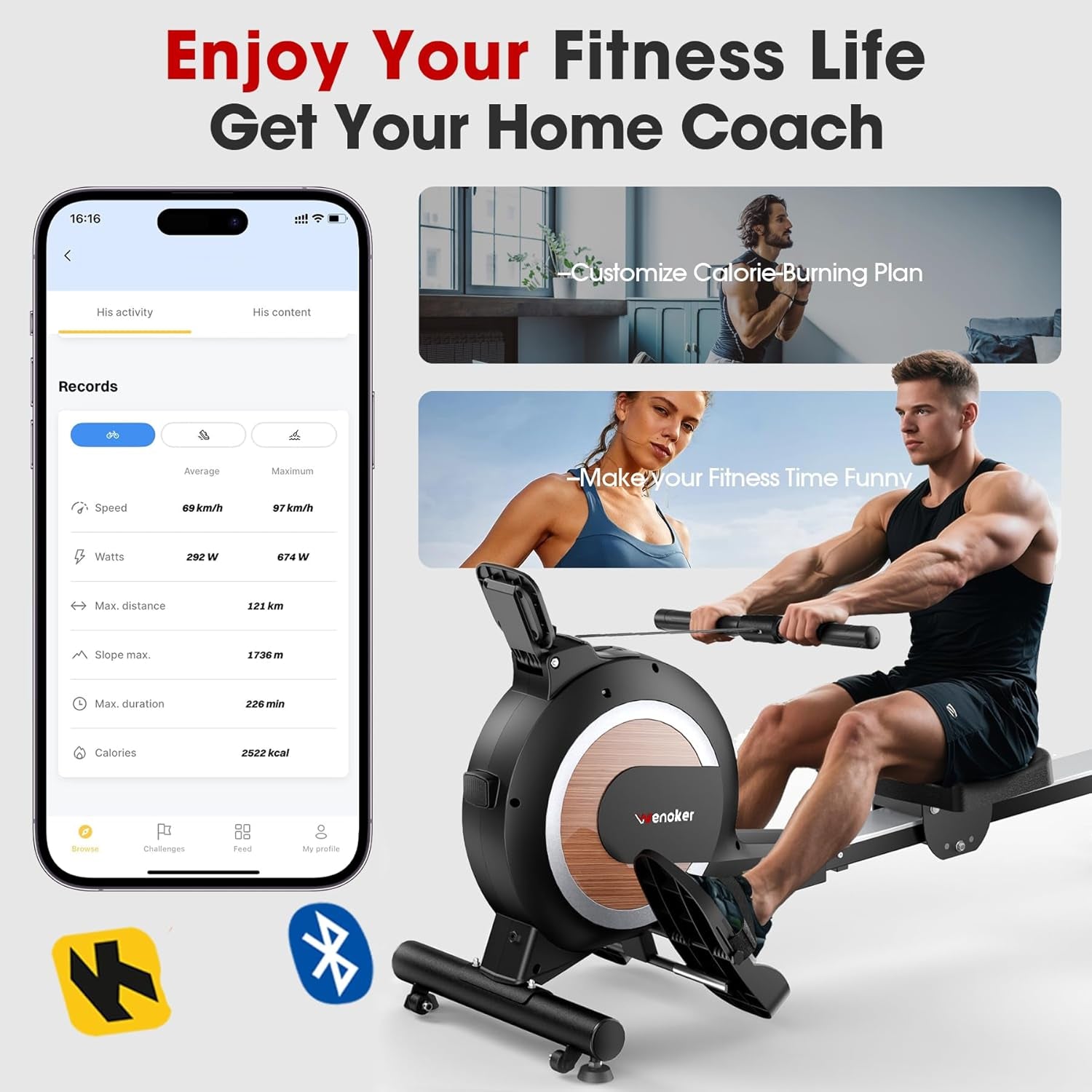 Rowing Machine, Magnetic Rowing Machine for Home, Upgraded 32-Levels Quiet Resistance with Smart Electronic Knob, 350 LBS Weight Capacity, Compact Rower Machine Easy Assembly, App Supported
