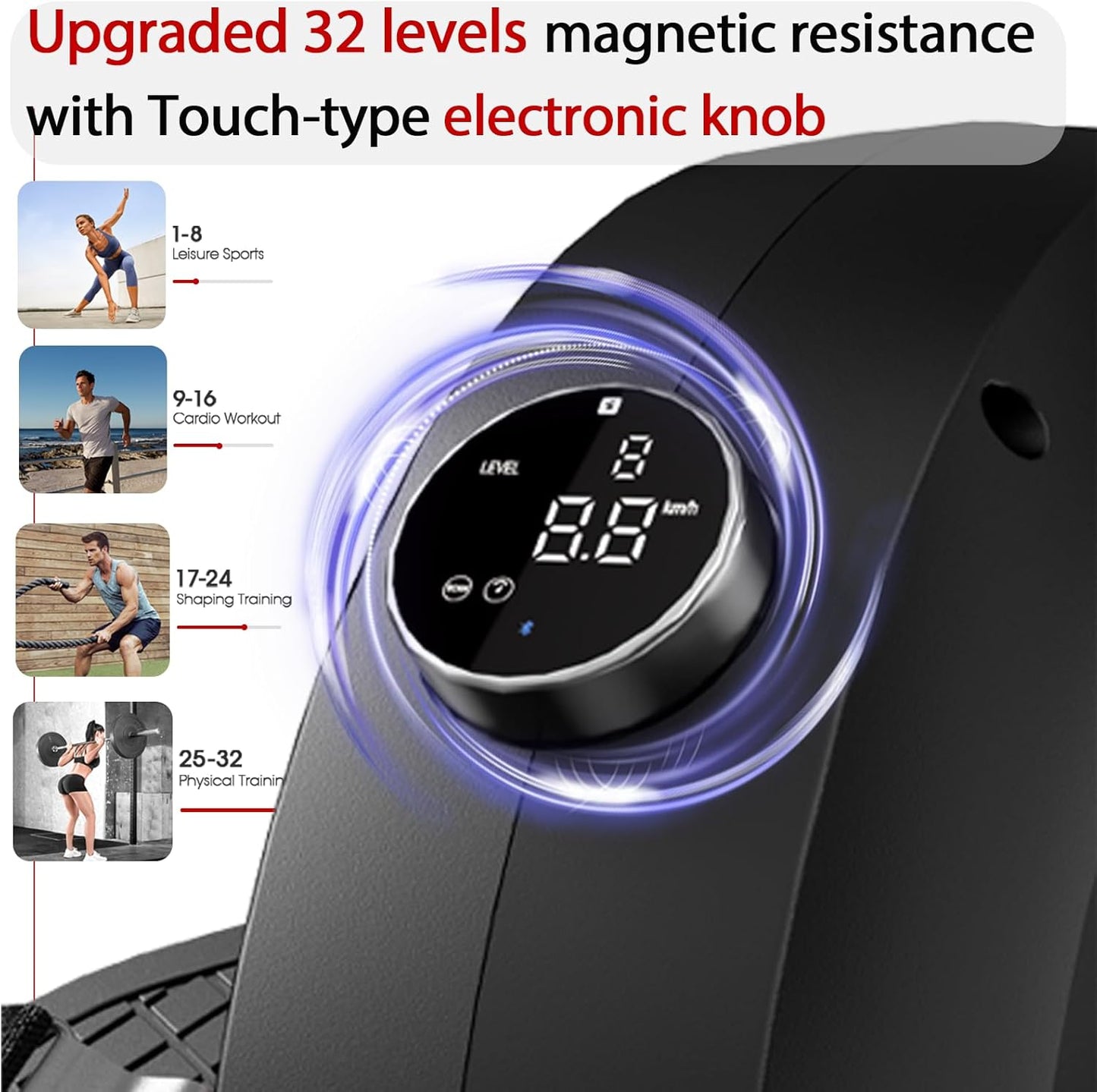 Rowing Machine, Magnetic Rowing Machine for Home, Upgraded 32-Levels Quiet Resistance with Smart Electronic Knob, 350 LBS Weight Capacity, Compact Rower Machine Easy Assembly, App Supported