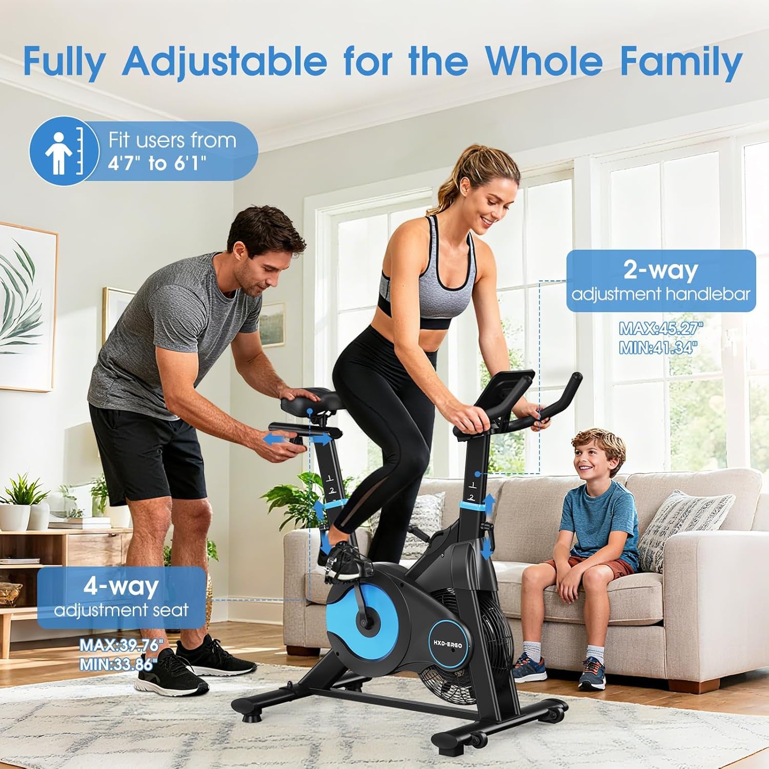 Exercise Bike, Magnetic & Air Resistance Indoor Bike, Stationary Bike for Home with Silent Belt Drive, Adjustable Resistance, App Compatible Cycling Bike with LCD Monitor, 350Lbs Capacity Workout Bike