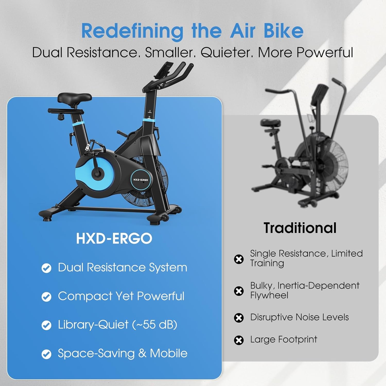 Exercise Bike, Magnetic & Air Resistance Indoor Bike, Stationary Bike for Home with Silent Belt Drive, Adjustable Resistance, App Compatible Cycling Bike with LCD Monitor, 350Lbs Capacity Workout Bike