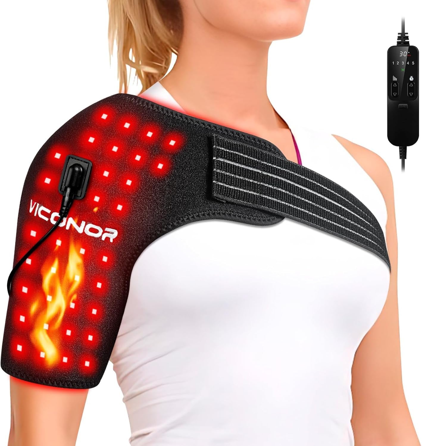 Red Light Therapy for Shoulder Pain Relief, Infrared Light Therapy for Body, Improve Joint Muscle, 660Nm & 850Nm Red Light Shoulder Wrap, Black1