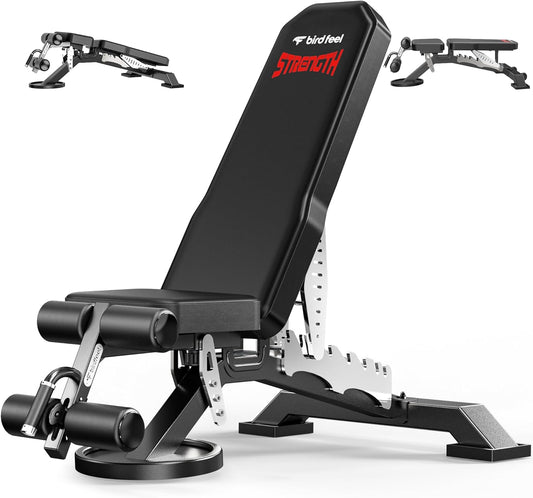 Commercial Adjustable Weight Bench, 1800LBS Heavy Duty Workout Bench for Home Gym Strength Training, Removable Leg Holder for Flat/Incline/Decline Sit up & Full Body Workout