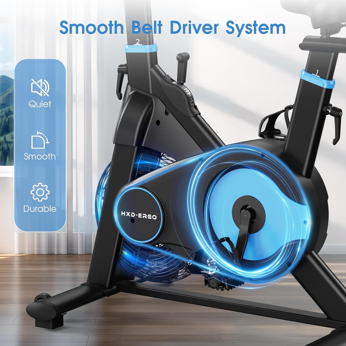 Exercise Bike, Magnetic & Air Resistance Indoor Bike, Stationary Bike for Home with Silent Belt Drive, Adjustable Resistance, App Compatible Cycling Bike with LCD Monitor, 350Lbs Capacity Workout Bike