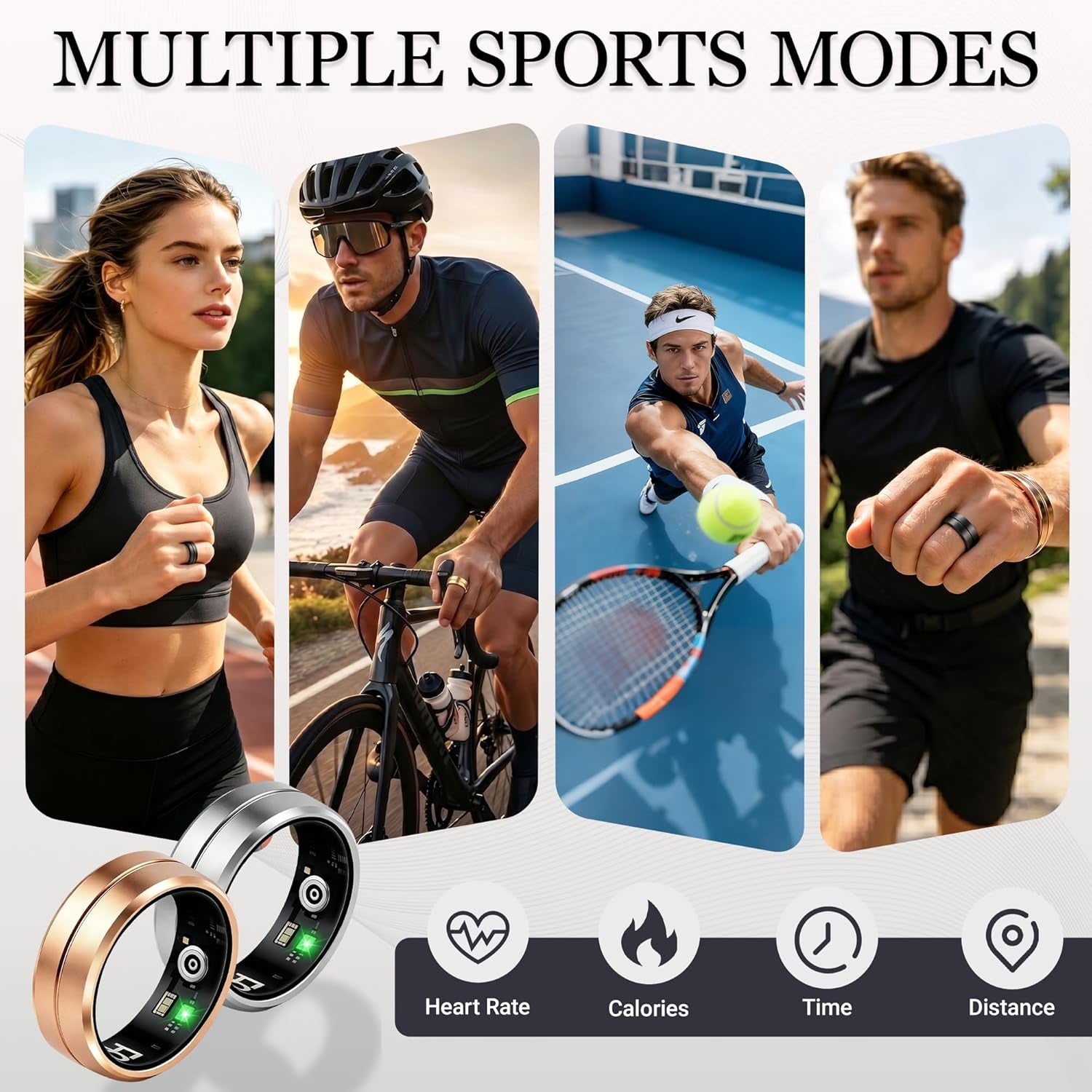 Smart Ring for Women Men, All-New Matte Scratch-Resistant Design, Health & Fitness Tracker for Sleep, Stress & Activity Monitoring, Long Battery Life, Waterproof, No App Fee, Black 8