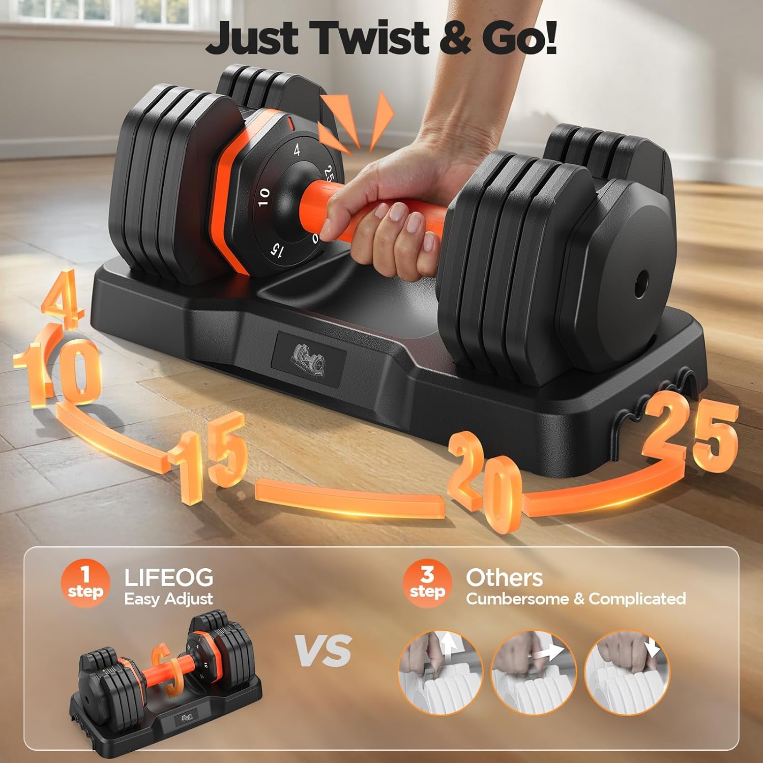 2026 FDB2 Updated Adjustable Dumbbell Set of 2, 110Lbs/50Lbs Weights Dumbbell Set with Storage Box, 25Lbs/55Lbs Adjustable Weights with Anti-Slip Silicone Grip, Weight Set for Home Gym Suit Both Men and Women