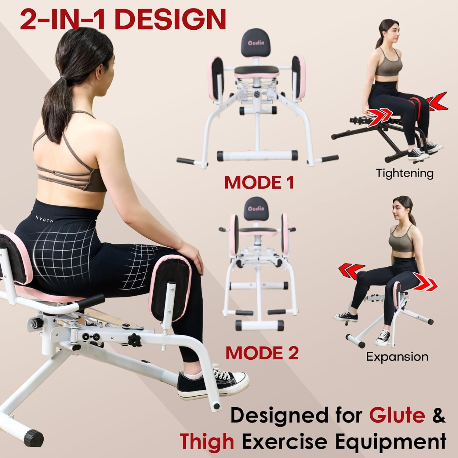 Hip Abductor Adductor Machine for Home Gym, Inner and Outer Thigh and Glute Workout System