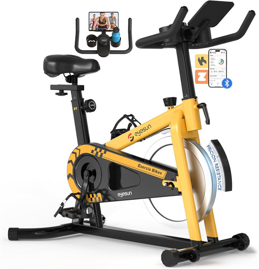 Exercise Bikes for Home,Indoor Cycling Bike with Adjustable Friction,Brake Pad Resistance Silent Belt Drive,330Lbs Weight Capacity &Upgraded Version Seat for Home Cardio&Weight Loss