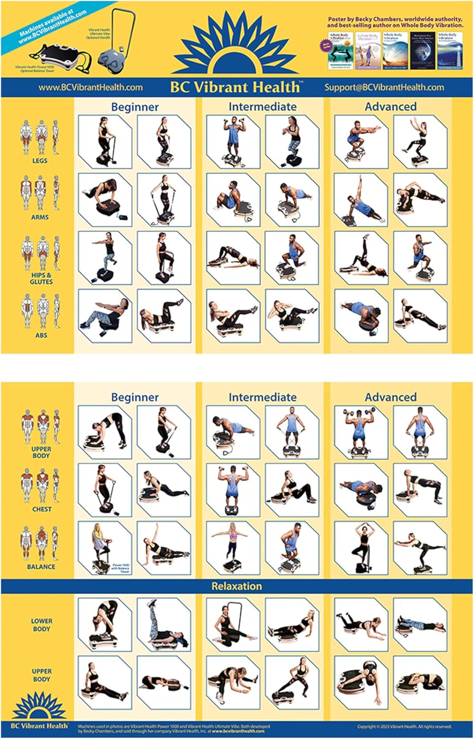 Full Body Vibration Poster Whole Body Vibration Plate Exercise Chart Workout Poster for Vibration Plate Exercise Machine 36"X24"