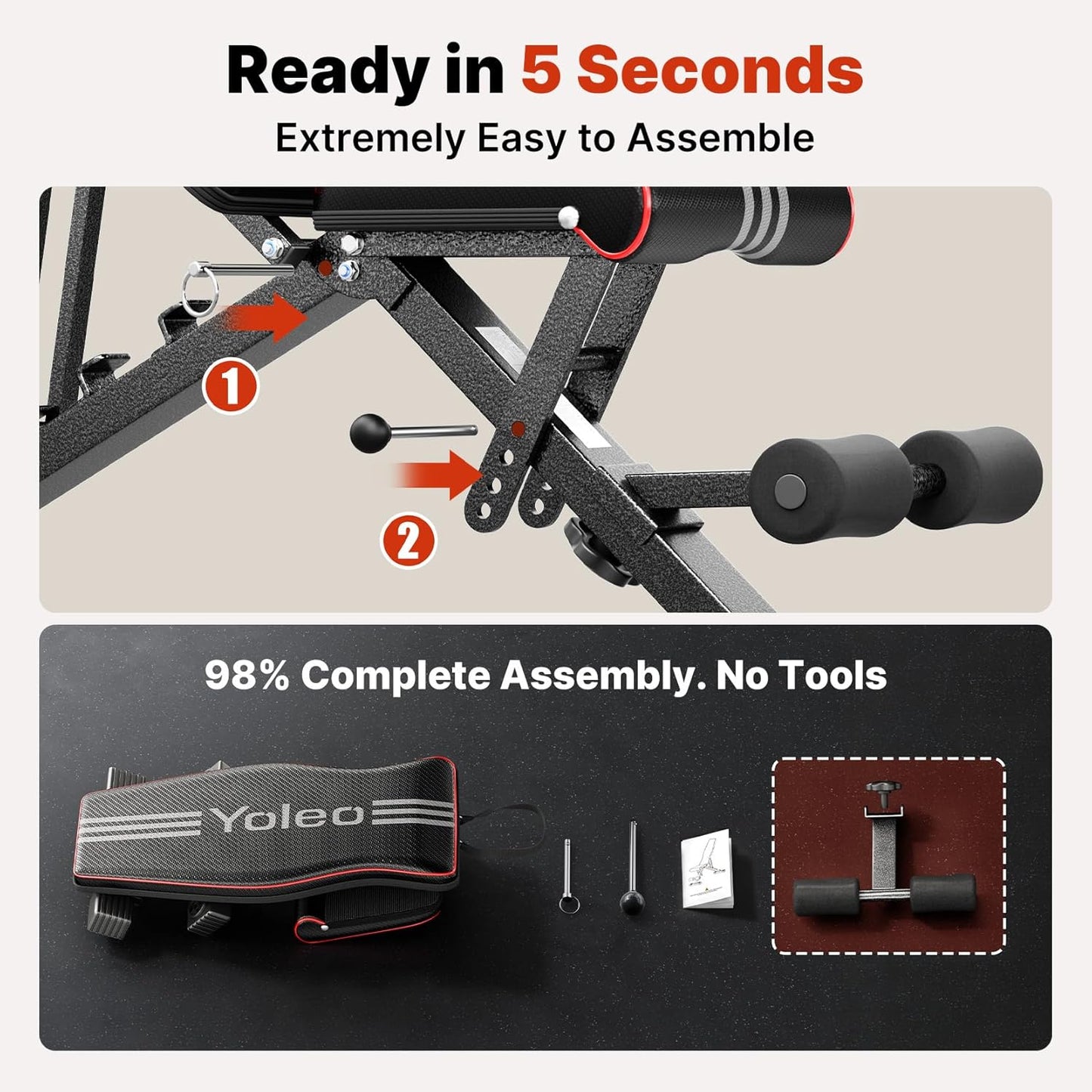 Adjustable Weight Bench for Home Gym, Astm-Certified 827LBS, 98% Pre-Assembled, Foldable Gym Bench with 84 Positions Incline Decline Flat, Wider Seat