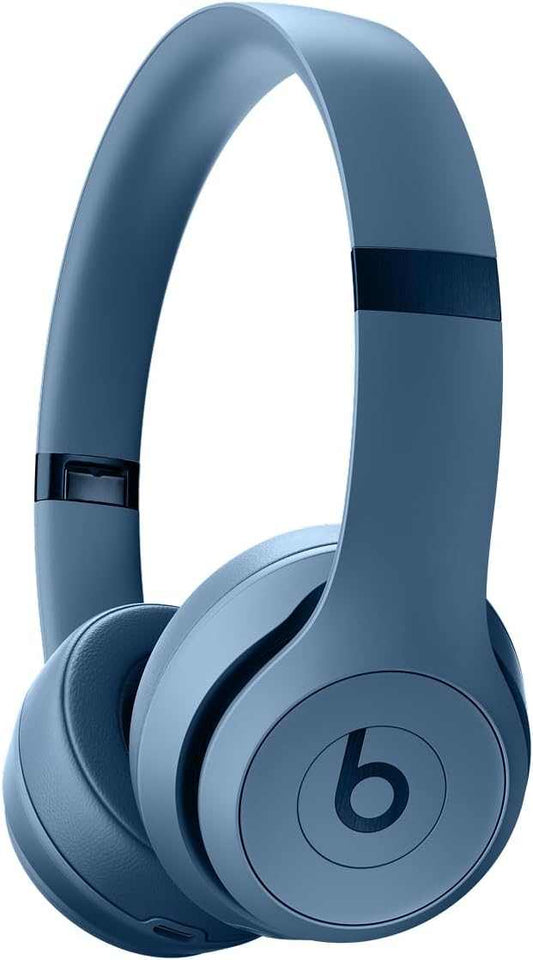 Beats Solo 4 wireless on-ear headphones in slate blue with 50-hour battery and lightweight comfort