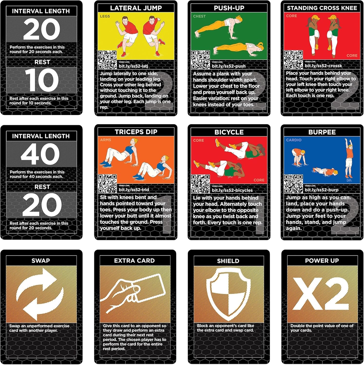 HIIT Interval Workout Game. Designed by Military Fitness Expert. Video Instructions Included. Bodyweight Exercises, No Equipment Needed. Fun and Motivating Training Program.