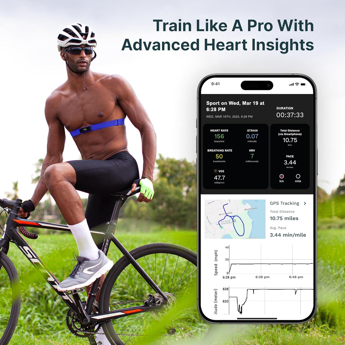 2 Smart Heart Rate Monitor Chest Strap, Wearable Heart Rate Monitor with Strain, Breathing Rate, Real Time Vibration Alerts and 20+ Fitness Activities with Continuous Heart Monitoring