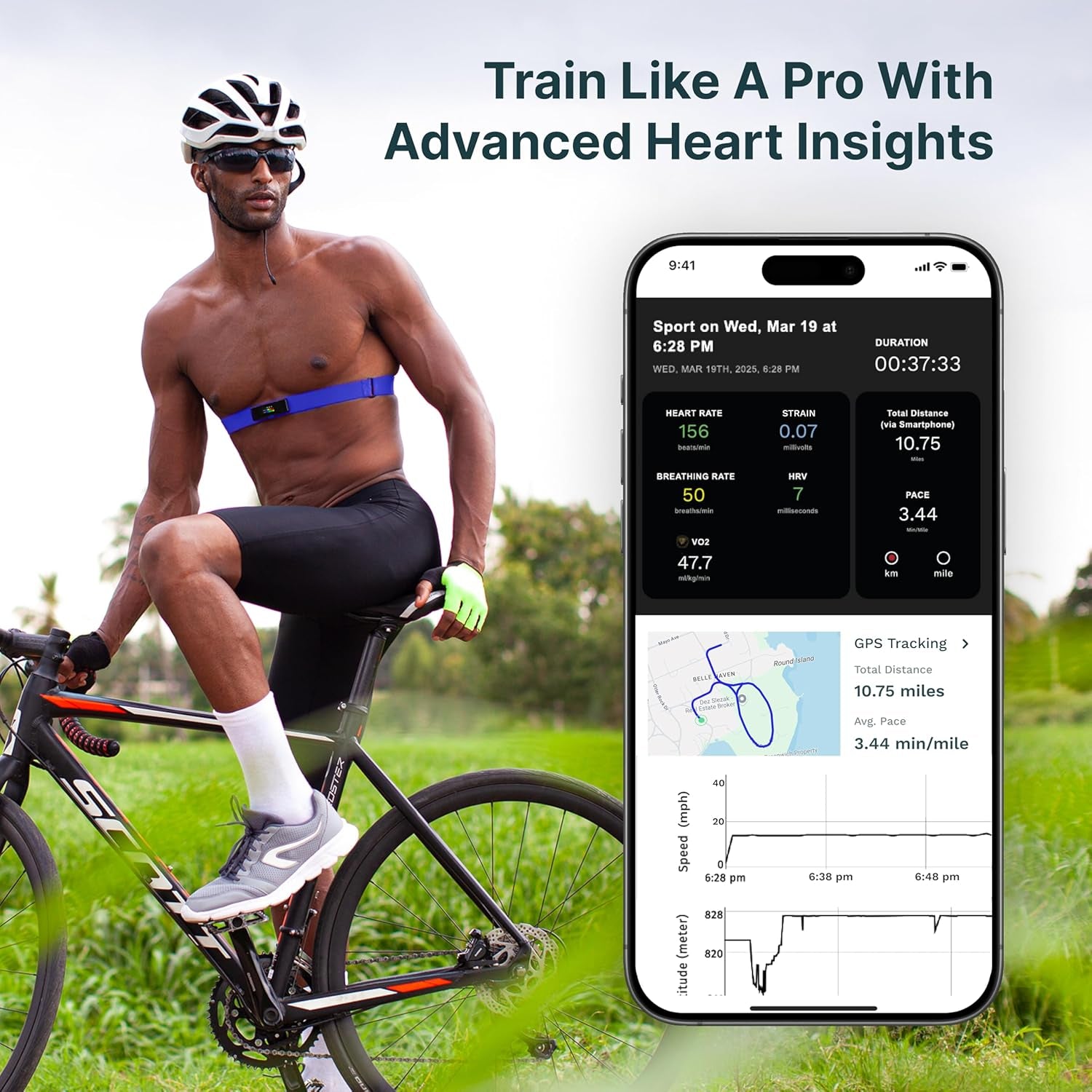 2 Smart Heart Rate Monitor Chest Strap, Wearable Heart Rate Monitor with Strain, Breathing Rate, Real Time Vibration Alerts and 20+ Fitness Activities with Continuous Heart Monitoring