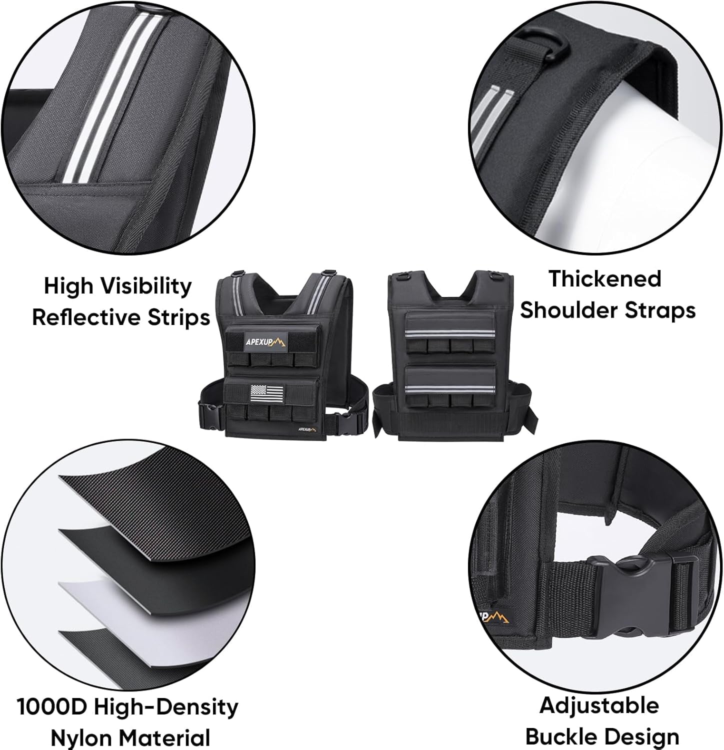 Adjustable Weighted Vest Men 20Lbs/30Lbs/40Lbs Weights with Reflective Stripe, Weight Vest Woman Workout Vest for Strength Training Running Walking