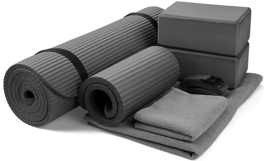 BalanceFrom 7-Piece Yoga Set – mat, blocks, towels, strap and knee pad