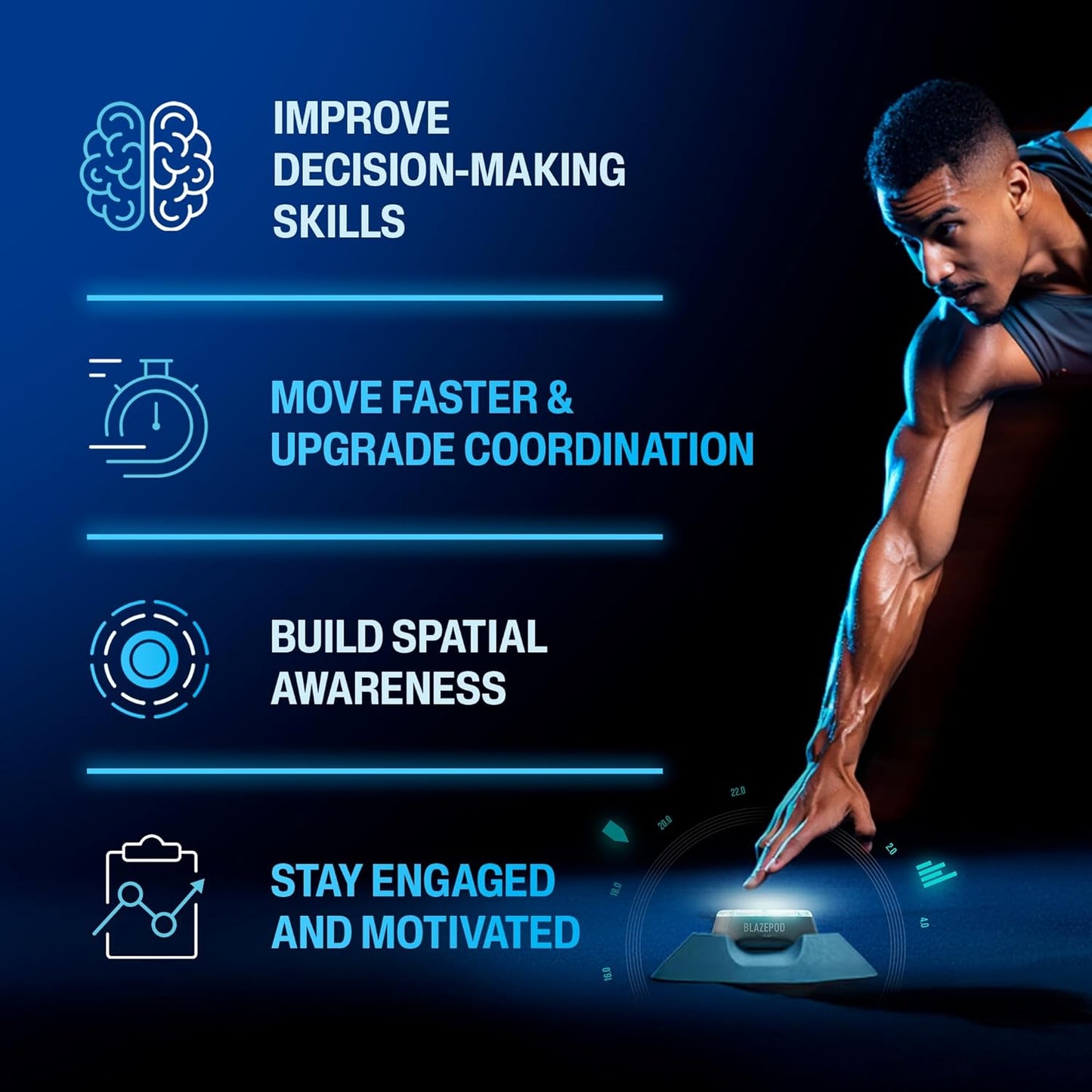 Reaction Training Smart Pods for Speed, Agility & Cognitive Drills - Starter Bundle - App Access Included (4 Pods + 4 X Pod Bases, Functional Adaptors, Suction Cups, Straps)