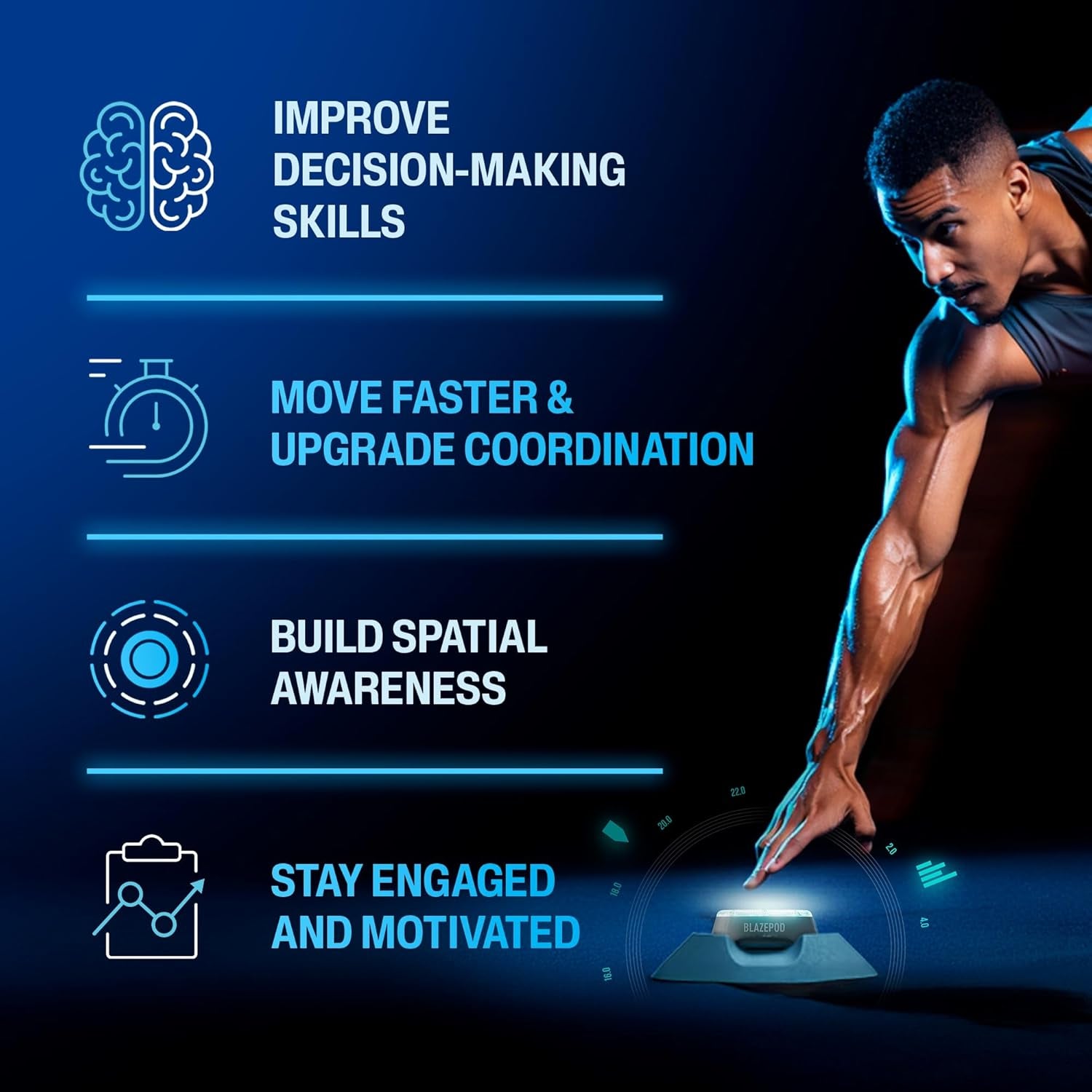 Reaction Training Smart Pods for Speed, Agility & Cognitive Drills - Starter Bundle - App Access Included (4 Pods + 4 X Pod Bases, Functional Adaptors, Suction Cups, Straps)