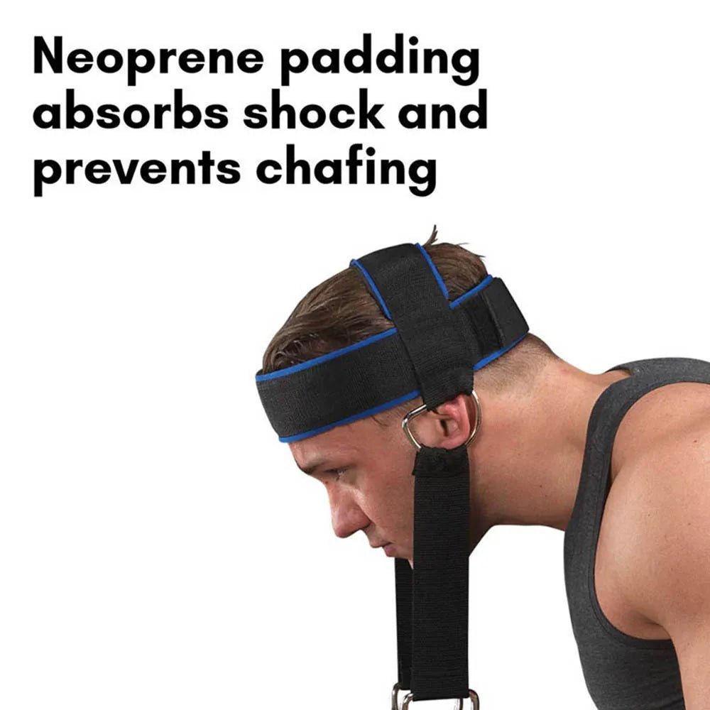 Fitness Neck Head Harness Neck Training Weight Lifting Strength Trainer with Adjustable Long Steel Chain and Strap Improve Muscle Strength Neck Exerciser