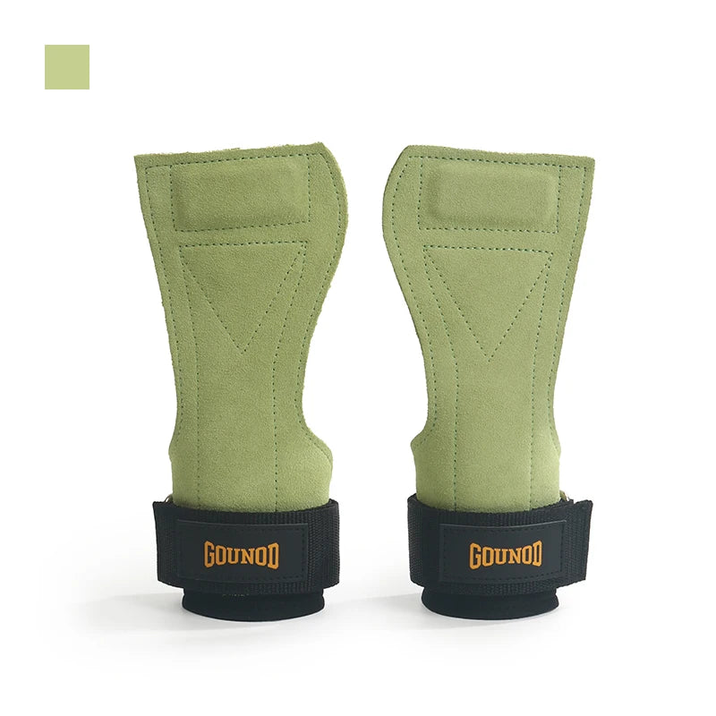 Gym Grips for Men Women Cowhide Palm Guards Weightlifting Fitness Workout Gloves Grips with Wrist Wraps Training Equipment