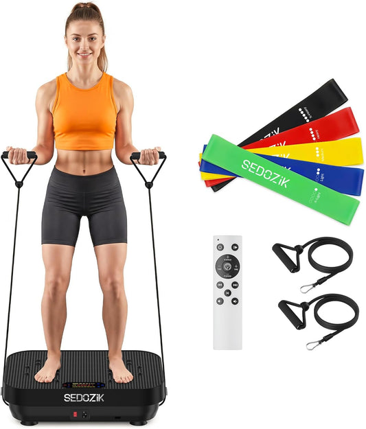 Vibration Plate Exercise Machine, 450Lb Capacity Whole Body Vibrating Plate for Lymphatic Drainage, Shaker Board Platform for Weight Loss with Resistance Bands Bluetooth 120 Speeds