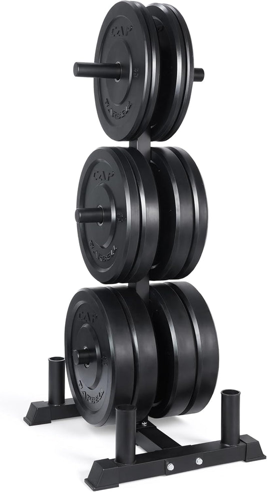 CAP 2-Inch Olympic Bumper Plate Weight Set | 100-370 Lbs | Multiple Colors | Storage Rack Optional