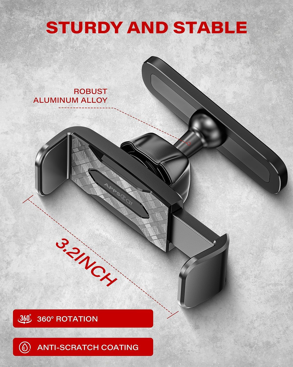 Magnetic Phone Holder for Gym, Alloy Base and Joint for Strong Hold, 360° Adjustable, Compatible with 4.7-6.5 Inch Iphone & Android Phones, Secure Workout Equipment Accessory for Men Women