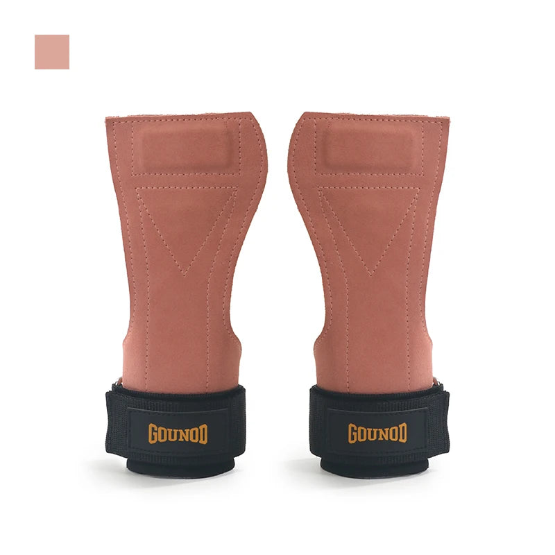 Gym Grips for Men Women Cowhide Palm Guards Weightlifting Fitness Workout Gloves Grips with Wrist Wraps Training Equipment