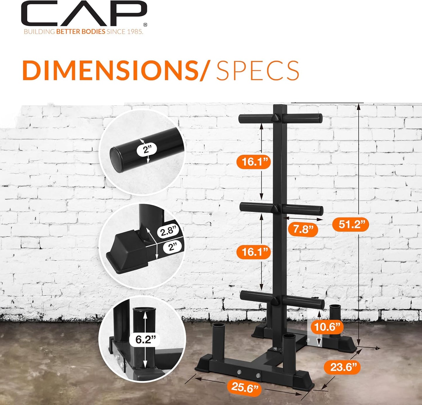 CAP 2-Inch Olympic Bumper Plate Weight Set | 100-370 Lbs | Multiple Colors | Storage Rack Optional