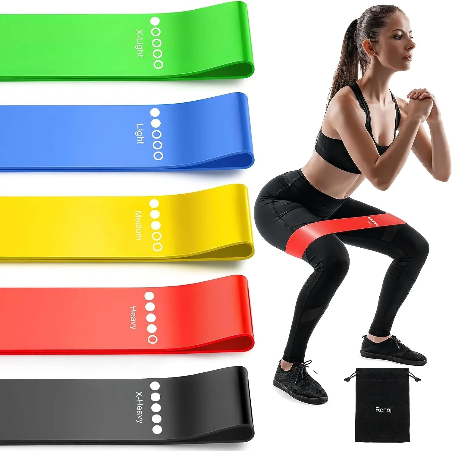 5-Pack Resistance Bands for Strength Training Yoga Pilates and Home Gym Workouts - Modern Mixed Goods