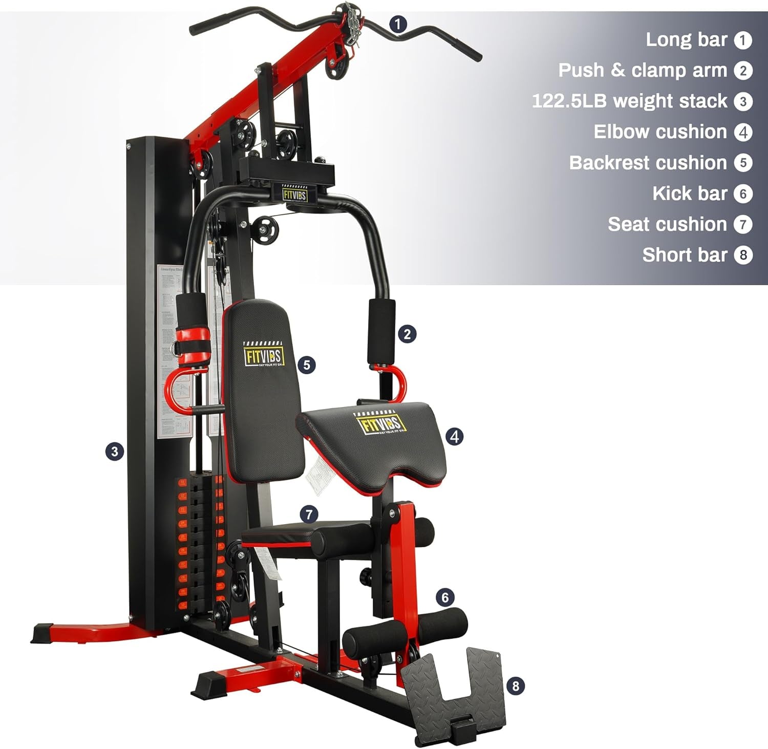 Home Gym Equipment, Multifunctional Full Body Workout Weight Machine Station with Weight Stack, All in One Exercise Equipment with Pulley System & Seated Rowing for Home Gym Strength Training