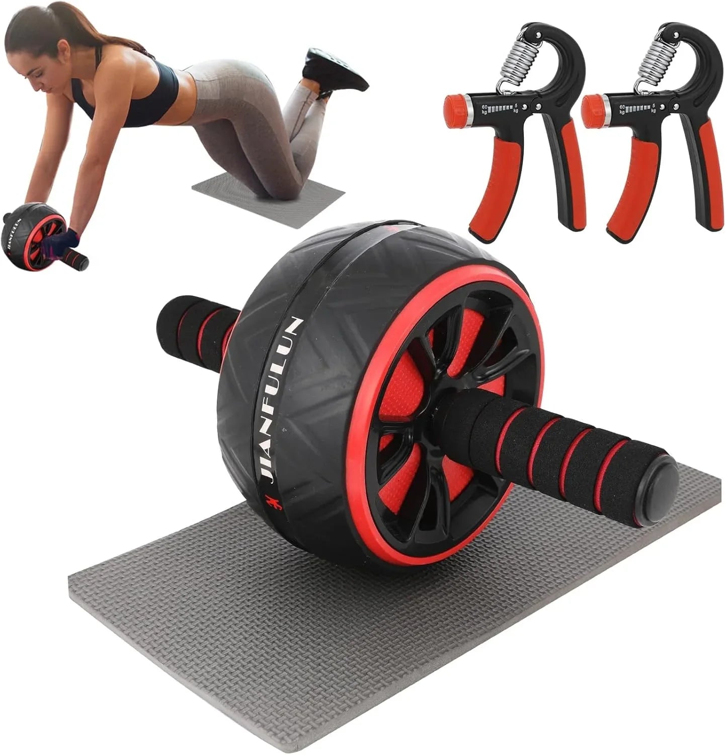 Ab Roller Wheel for Core and Abdominal Strength Training with Knee Pad and Grip Trainers - Modern Mixed Goods