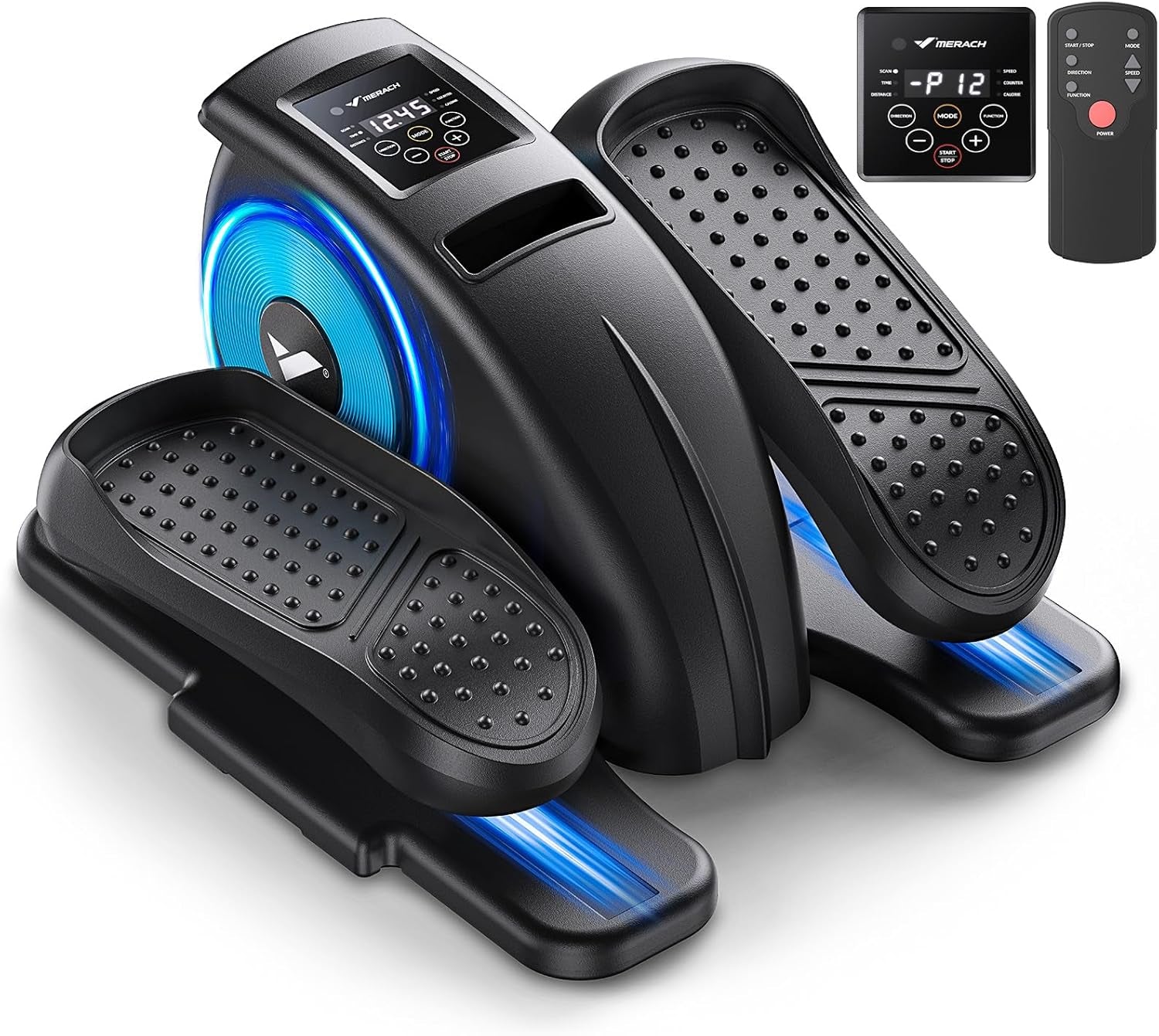 under Desk Elliptical Machine, Elliptical Leg Exerciser as Seen on TV for Seniors Adults Fully Assembled, Elliptical Exercise Machine Portable Electric Pedal with Remote Control&12 Auto Mode