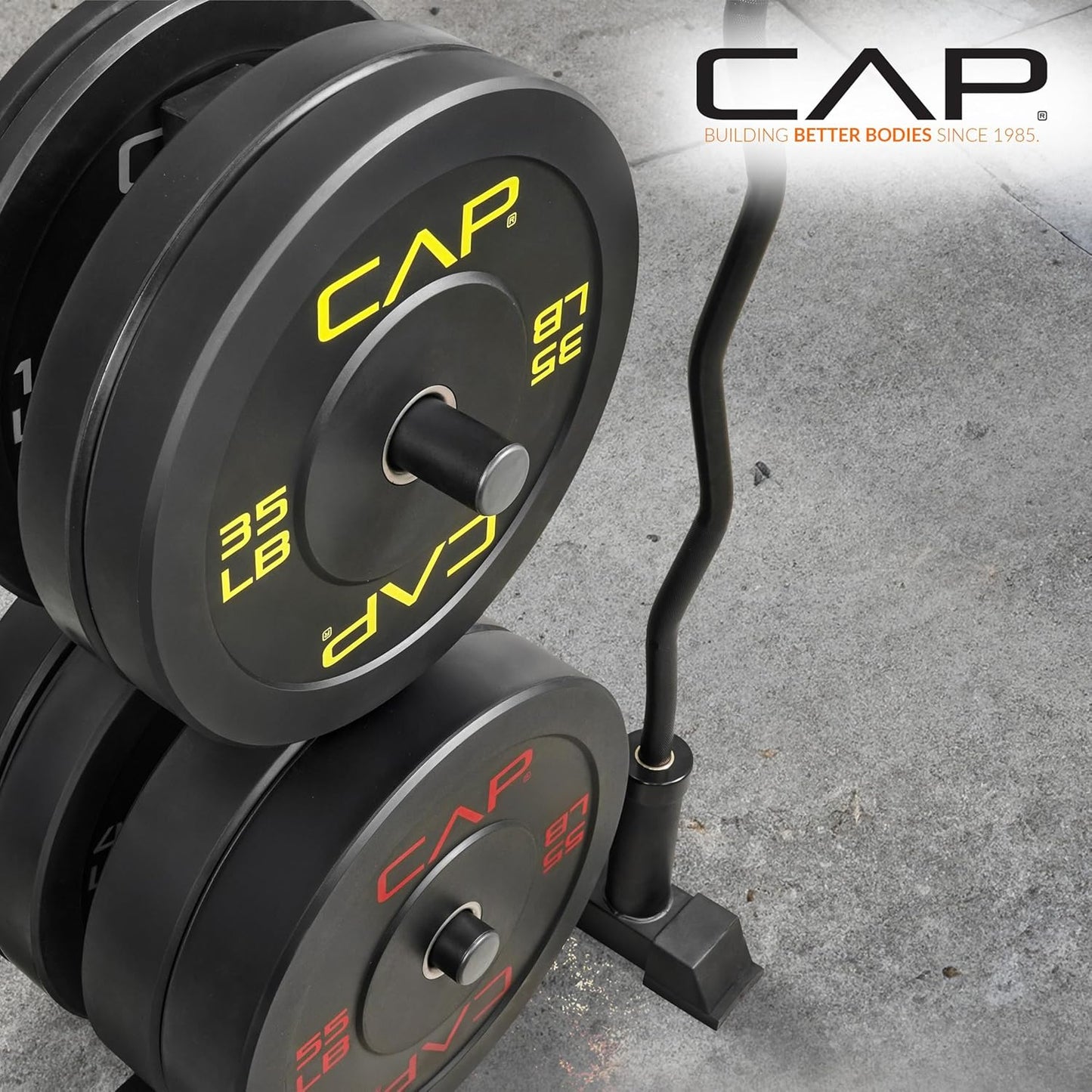 CAP 2-Inch Olympic Bumper Plate Weight Set | 100-370 Lbs | Multiple Colors | Storage Rack Optional