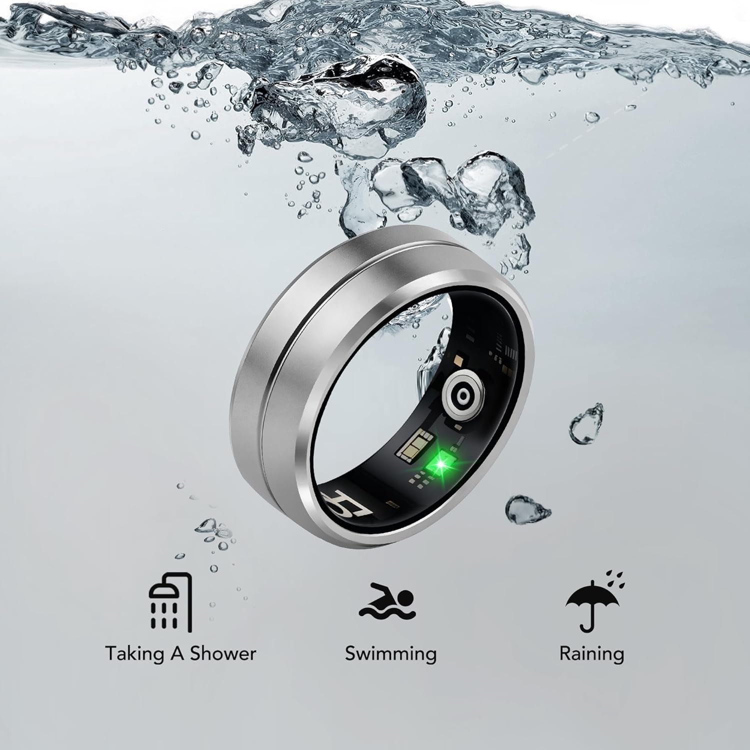 Smart Ring for Women Men, All-New Matte Scratch-Resistant Design, Health & Fitness Tracker for Sleep, Stress & Activity Monitoring, Long Battery Life, Waterproof, No App Fee, Black 8