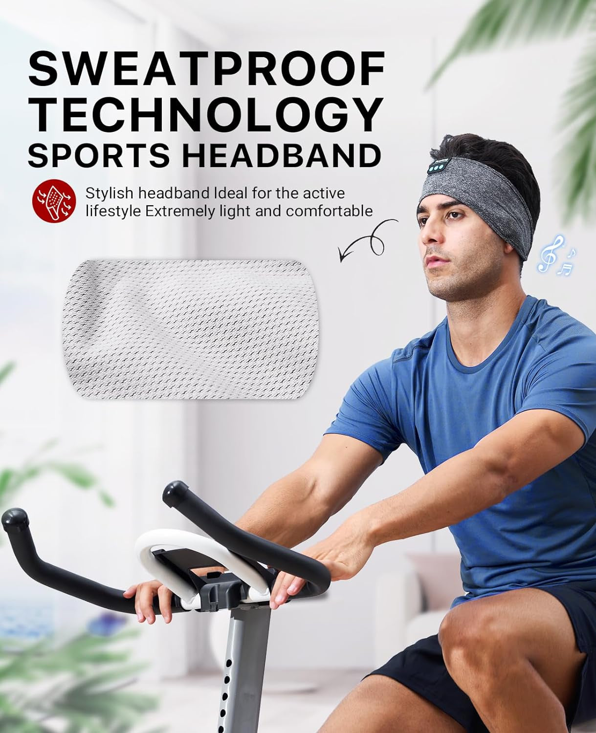 Sleep Headphones Wireless, Bluetooth Sports Headband Headphones with Ultra-Thin