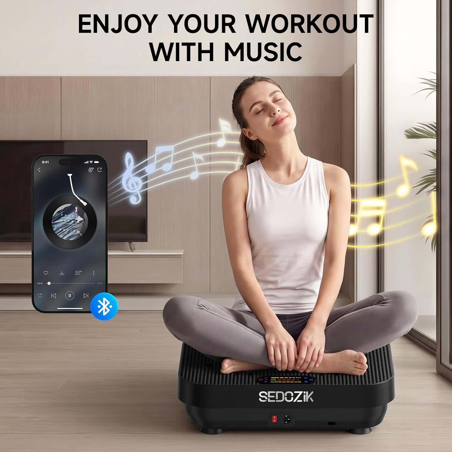 Vibration Plate Exercise Machine, 450Lb Capacity Whole Body Vibrating Plate for Lymphatic Drainage, Shaker Board Platform for Weight Loss with Resistance Bands Bluetooth 120 Speeds