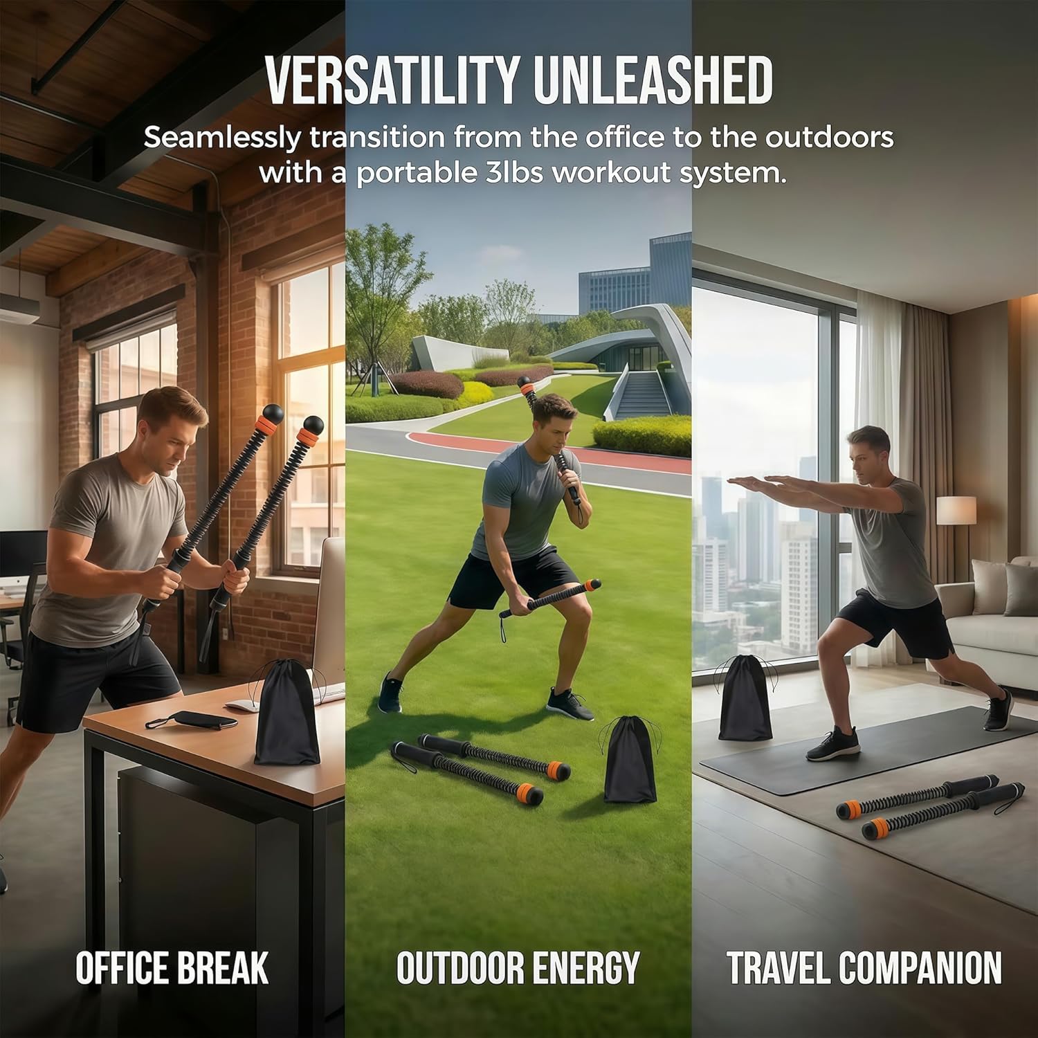 Cordless Weighted Battle Ropes (1 Pair) – Portable Ropeless Battle Rope Set for Home Workouts
